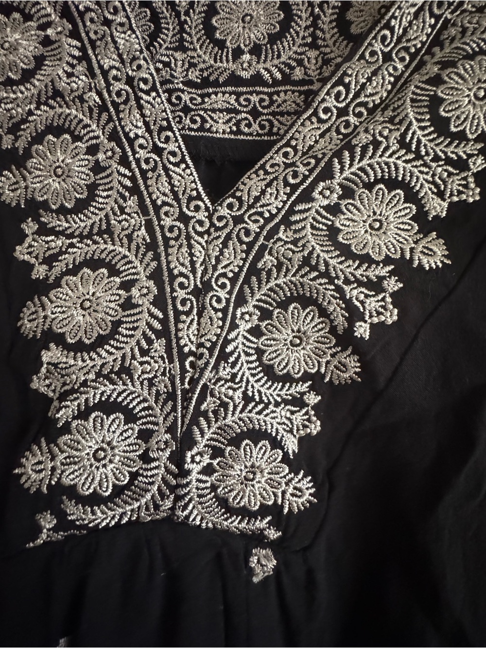 fig and flower Black Embroidered V-Neck Tunic - Picture 2 of 4
